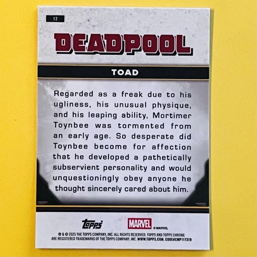 2025‎ Topps Chrome Deadpool & Wolverine #12 Toad Base Marvel